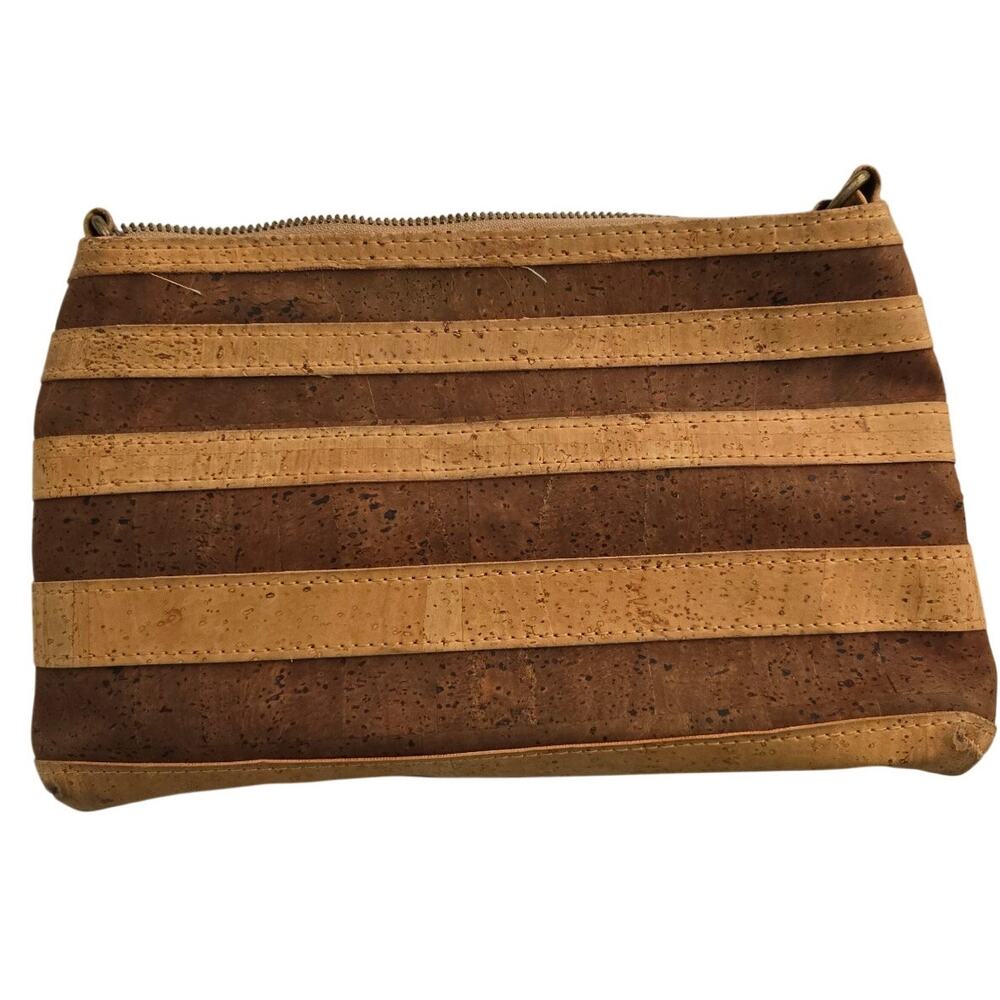 Cork Culture Handcrafted Natural Cork Crossbody Bag Striped Vegan Lightweight